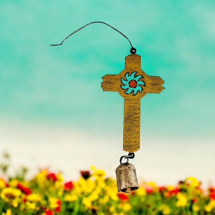 Whimsies - Wholesale Wind Chime - CROSS Wind Chime Southwestern Western Sun unique shimmers