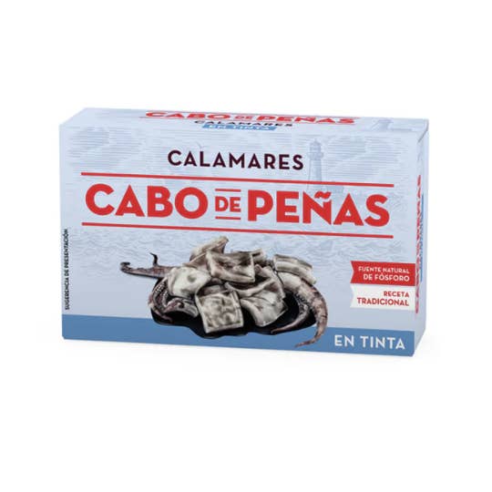 Gourmet World B2B - Wholesale Tinned fish - Squid in Ink Sauce Cabo de Peñas 6x120g