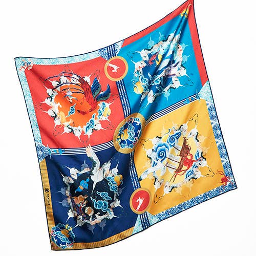 Pañuelo estampado especial dibujado a mano en miniatura de seda para venta al por mayor de Martius