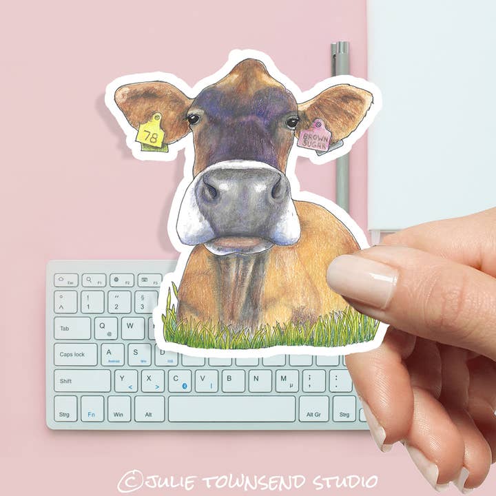 Julie Townsend Studio - Wholesale Sticker - Sticker - Jersey Dairy Cow - Handmade Waterproof Vinyl3