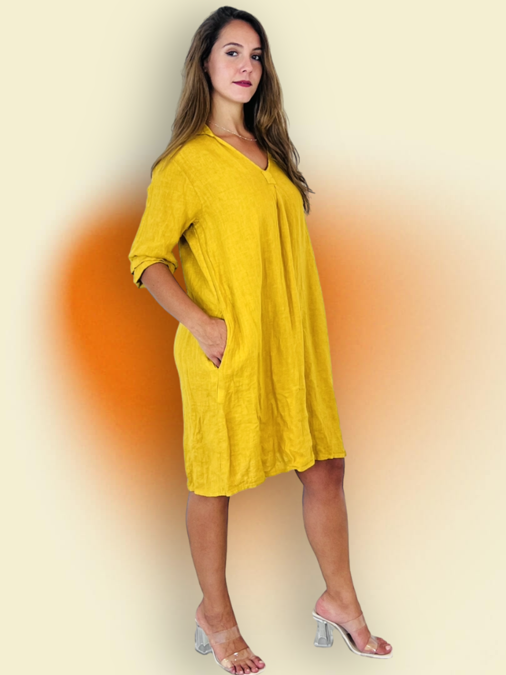 Linen & More - Wholesale Dress - Women's - REF 88018 100% LINEN SHIRT COLLAR DRESS8