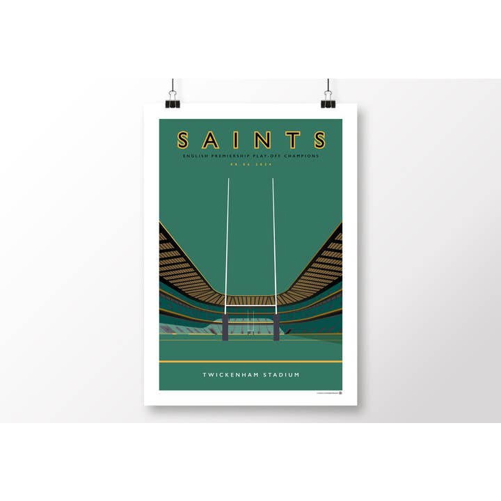 Affiche Northampton Saints Twickenham 2024 pour la vente par Matthew J I Wood Design & Illustration
