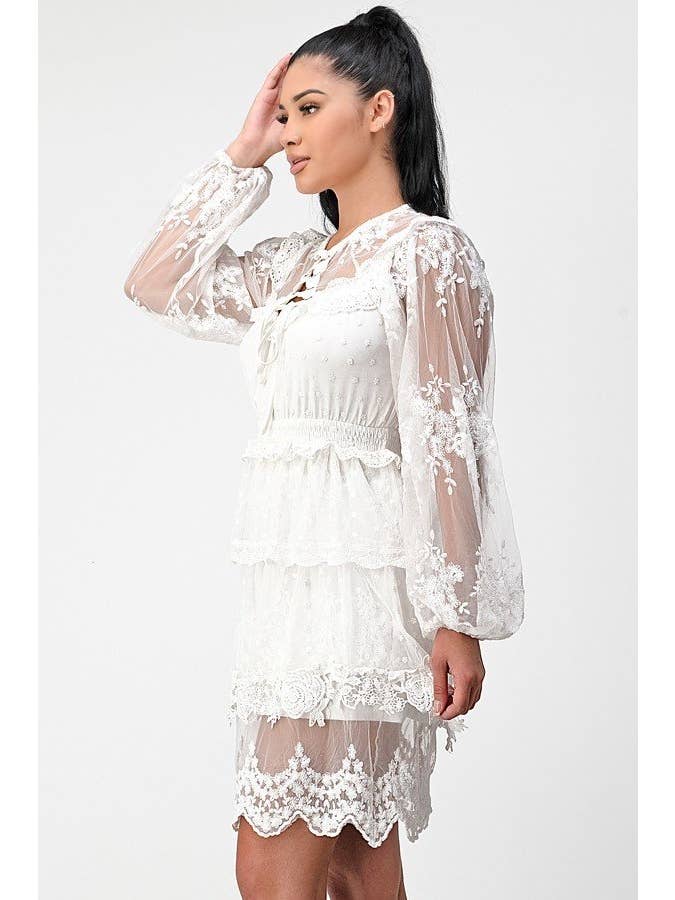 SHOP17 - Wholesale Dress - Women's - Lace crochet mini dress 4543D-A1