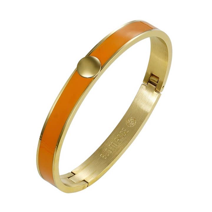 Capri Enamel Bracelet Burnt Orange/Gold for wholesale by Bud To Rose