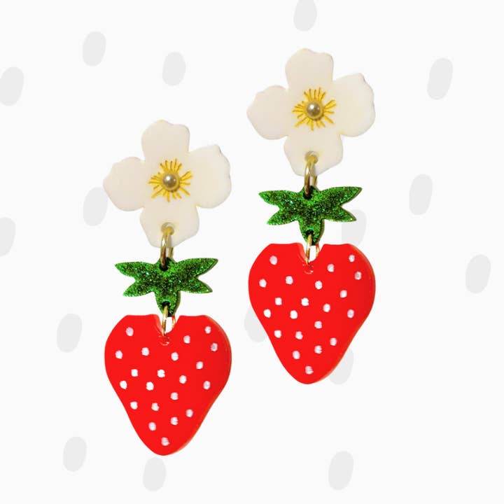 Acryl Zomer Oorbellen - Zomerse Aardbeien voor wholesale door Pieces of Blonde