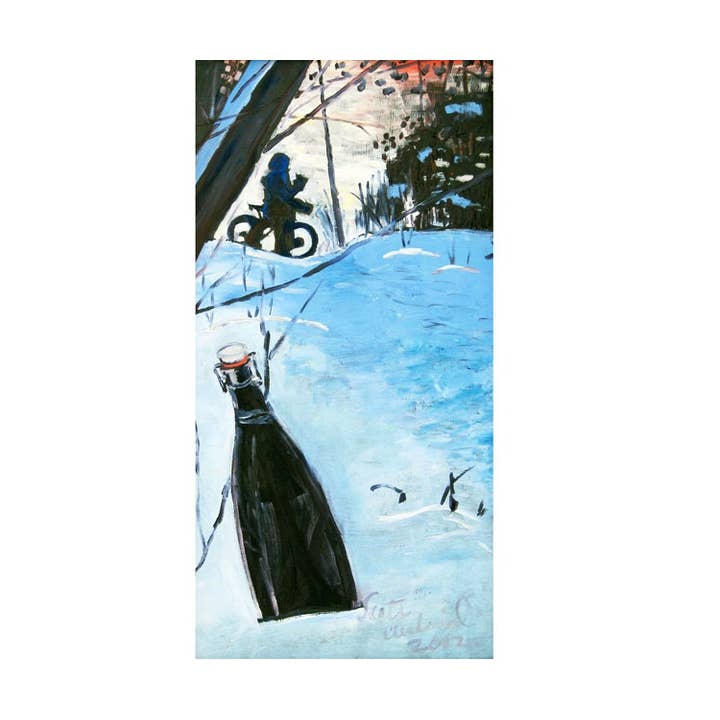 Vélo Fat Tire et impression de bière, vélo d'hiver, art du cyclisme pour la vente par Real Art Is Better