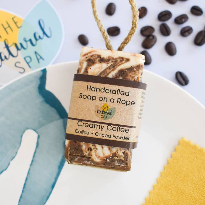 The Natural Spa Cosmetics - Wholesale Bar Soap - Creamy Coffee Soap On A Rope 100g - Vegan Stocking Filler3