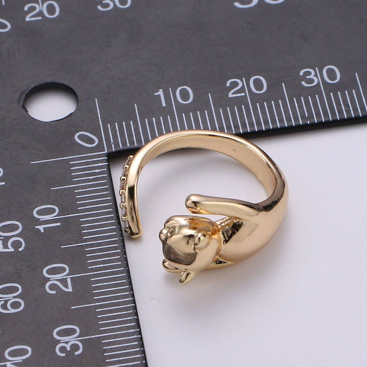 Aim Eternal - Venta al por mayor Anillos grandes/de cóctel - Anillo de Vermeil de Oro Anillo de Gato Dorado Delicado. Anillo Ajustable Anillo Abierto Regalo Para Cumpleaños, Navidad, Regalos Para Ella. Idea de Regalo de Joyería para Amantes de los Gatos R-0613