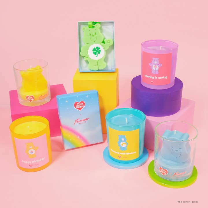 Flamingo Candles - Wholesale Travel Candles - Care Bears x Flamingo Candles Fuzzy Wuzzy Cheer Bear Tin Candle