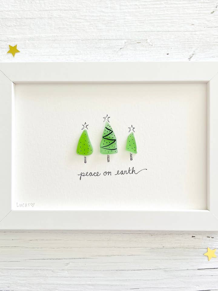 Christmas Trees Sea Glass Art for wholesale by Sook & Hook