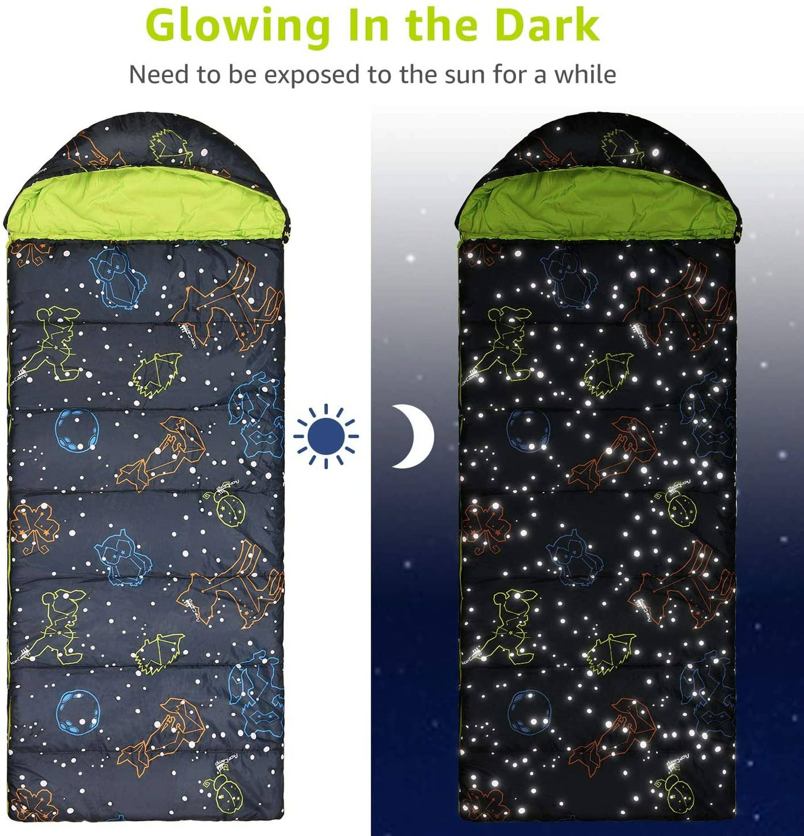 AceCamp - Wholesale Sleeping Bag - Kids - Glow-In-The-Dark Rectangular Sleeping Bag Kids3