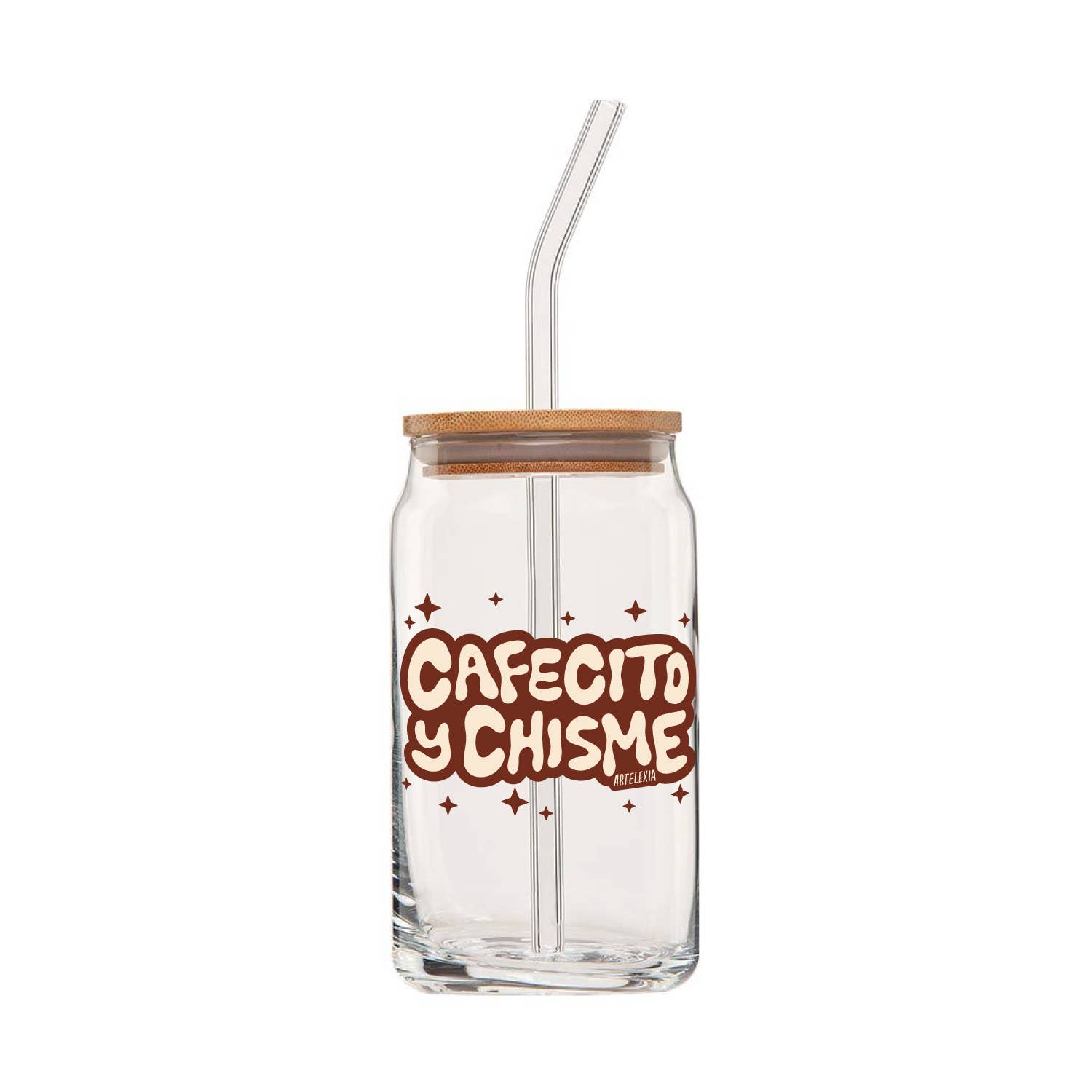 Artelexia - Wholesale Drinking Glass/Cup - Artelexia Collection - Cafecito y Chisme Glass with Lid0