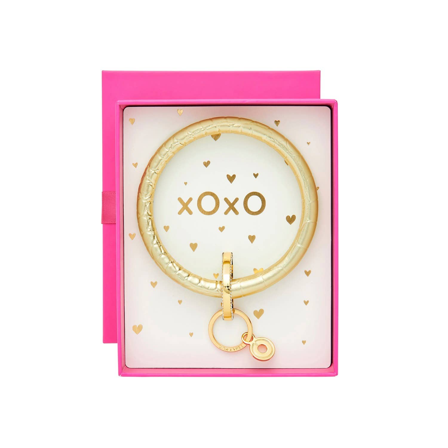 Oventure - Vendita all'ingrosso Bracciale portachiavi - Portachiavi Big O® in pelle, con motivo Rush in oro massiccio goffrato a coccodrillo0