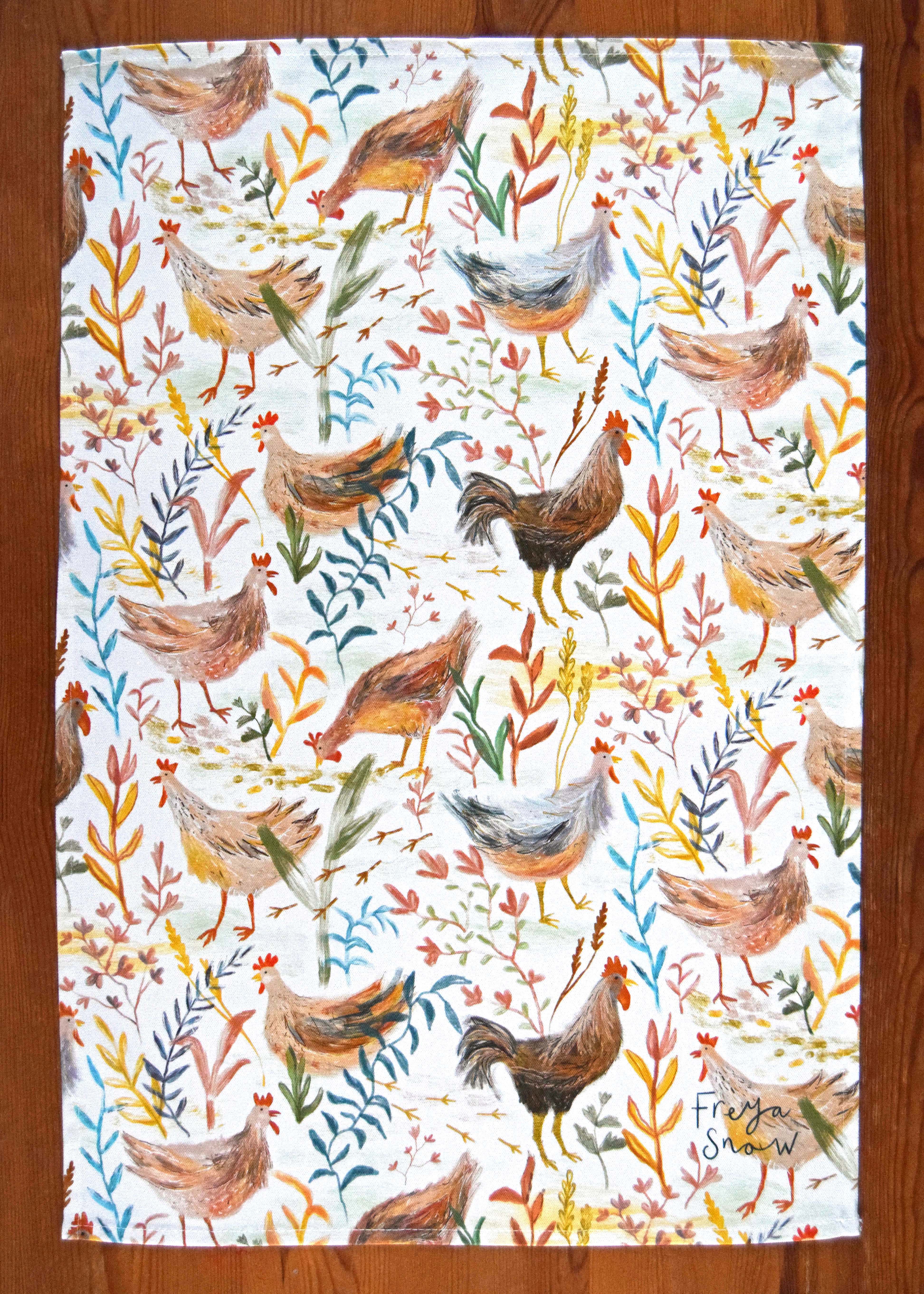 Freya Snow - Wholesale Tea Towel - Chickens Tea Towel / Cotton Dish Towel / Kitchen Towel1