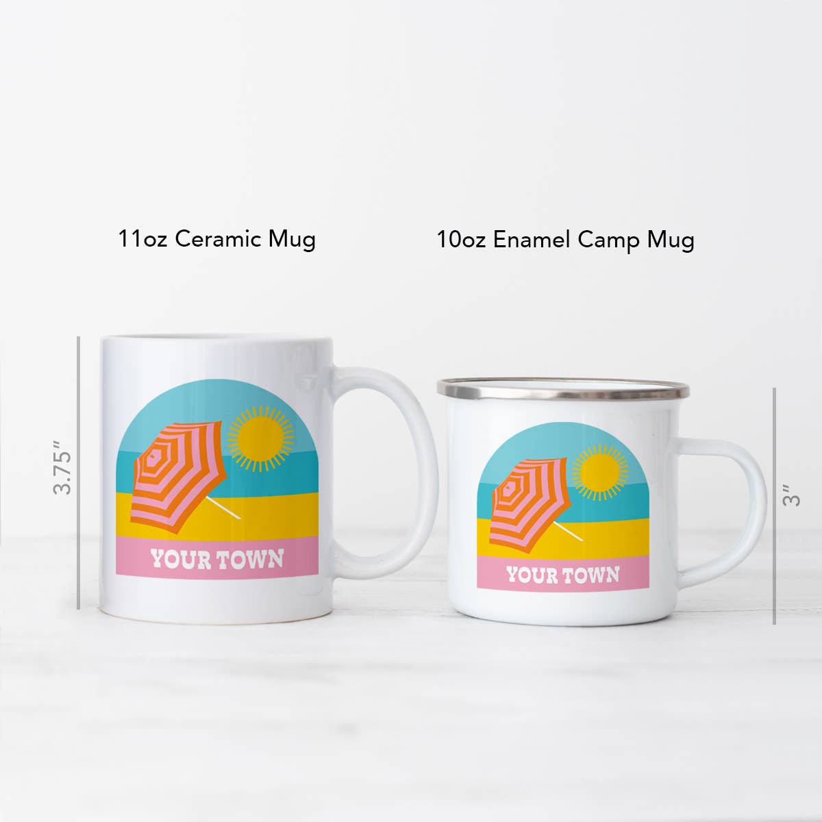 Rock Scissor Paper - Venta al por mayor Taza - Taza de cerámica personalizada de ciudad - Vista de sombrilla de playa2