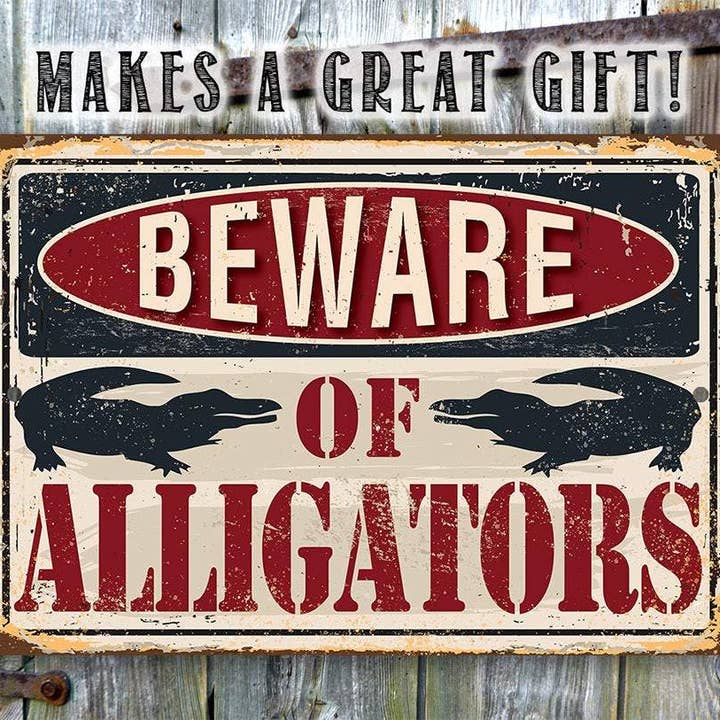 Lone Star Art Metal Signs - Wholesale Sign - Beware of Alligators - Metal Sign5