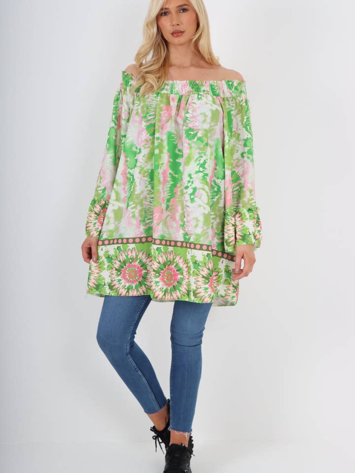 Italiaanse top met open schouders en elastische hals voor wholesale door Miss Bold