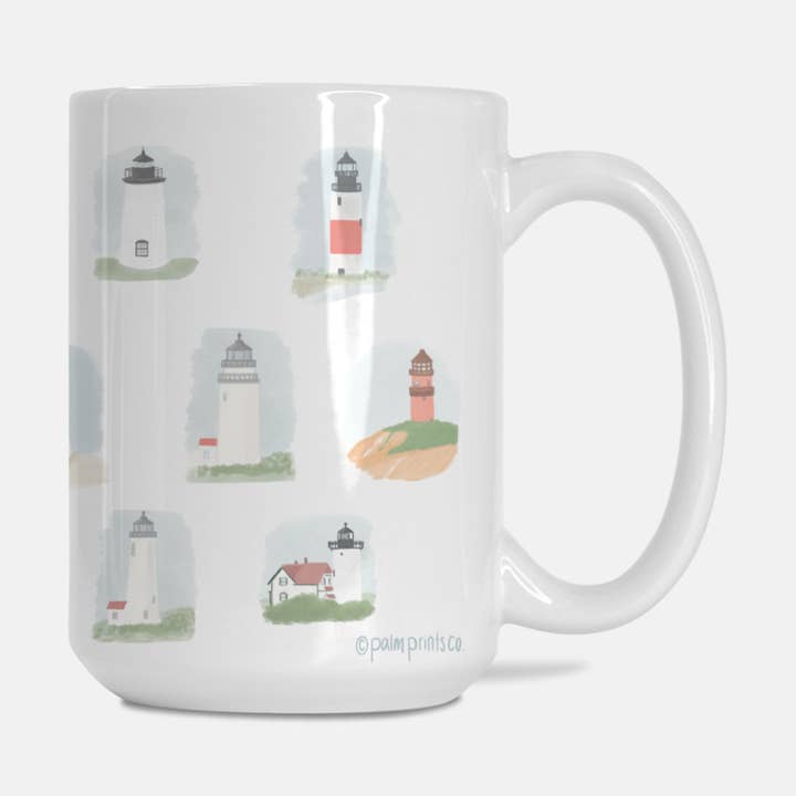 Lighthouses of New England Mug for wholesale by Palm Prints