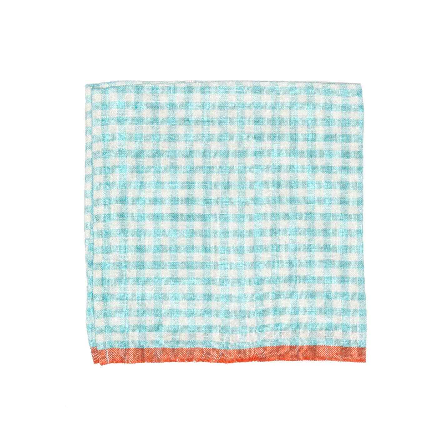 Couleur Nature - Vente Serviettes de table en tissu - Serviettes Vichy Bicolores Aqua & Orange, Lot de 4