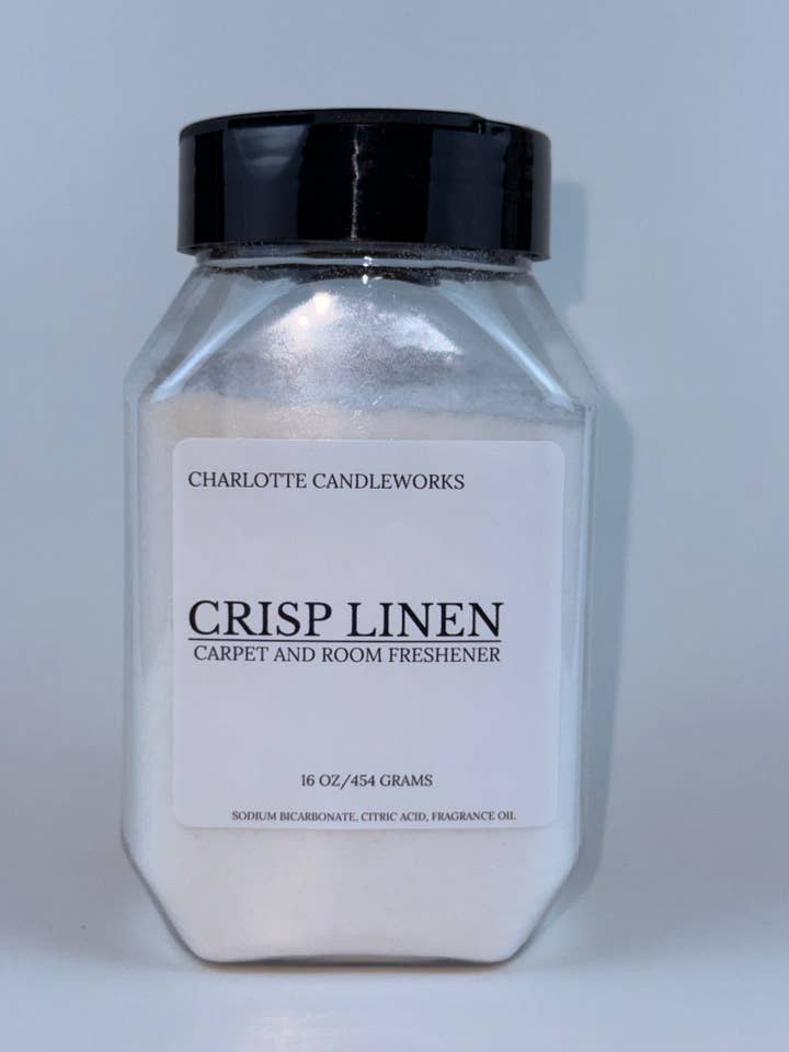 16 oz Carpet Fresh - Crisp Linen for wholesale by Charlotte Candleworks