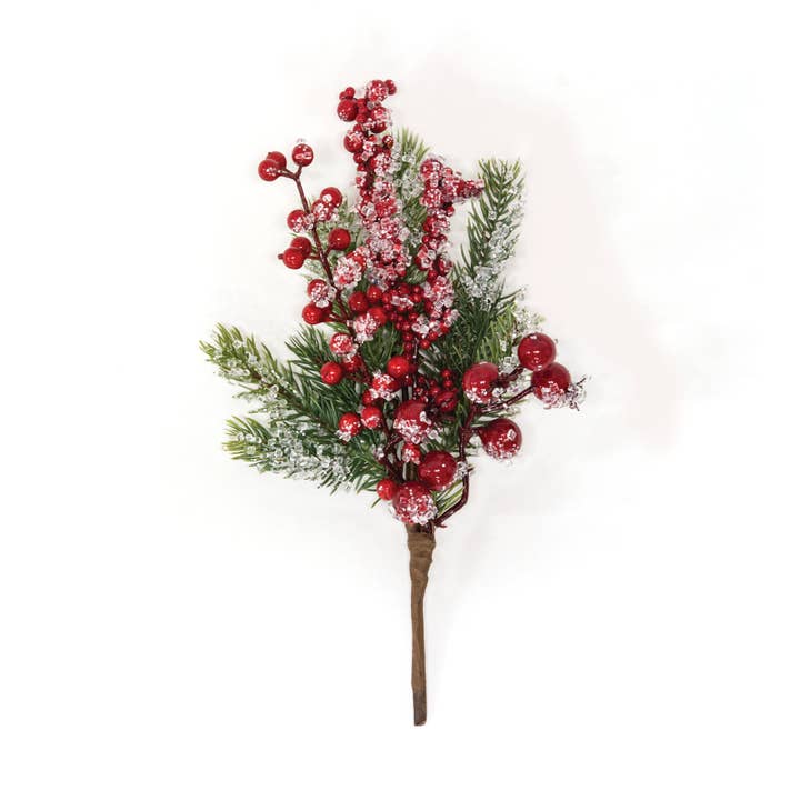 Very Berry Icy Pine Pick, 10" for wholesale by Saybrook Lane