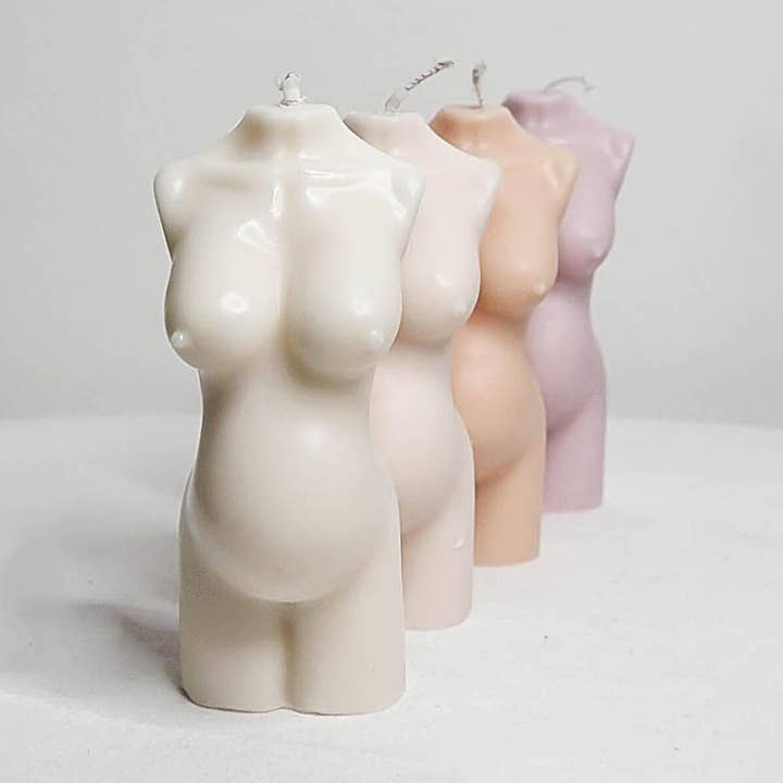 Pregnant Body Candle Nia made from soy wax - vegan for wholesale by Makagi