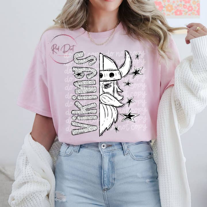 Vikings DTF Transfer | Trendy School Spirit DTF Transfer | High Quality Image Transfers | Ready to Press | Instant Peel for wholesale by Red Dirt Transfers