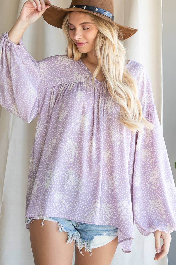 LAVANDA T1042H OUTLET SALDI Top a Maniche Lunghe con Dettagli a Sbuffo in vendita all'ingrosso su Faire3