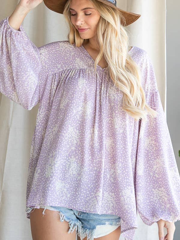 LAVANDA T1042H OUTLET SALDI Top a Maniche Lunghe con Dettagli a Sbuffo in vendita all'ingrosso su Faire3