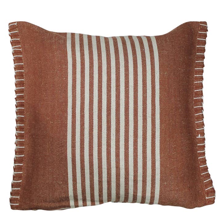 HomArt - Wholesale Throw/Decorative Pillow - Aberdean Pillow, Cotton & Hemp, Rust Stripe