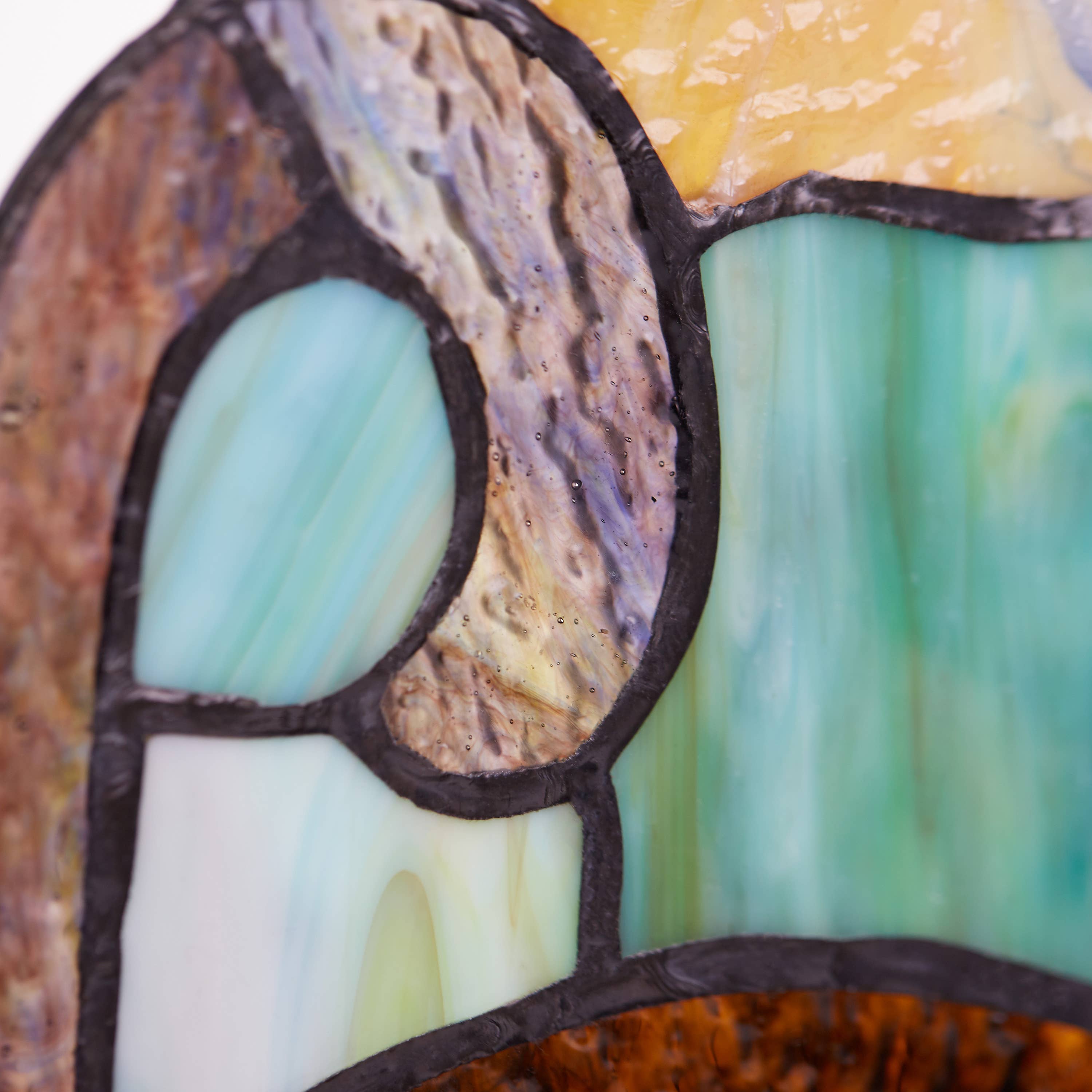 Purple 13"H Cecilia the Cat Multicolor Stained Glass Window Panel for wholesale on Faire10