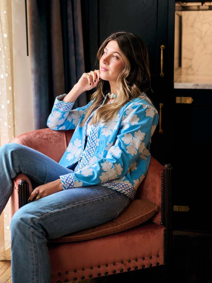 Rosy Jacket - Blue Clover Embroidered for wholesale by Brooks Avenue