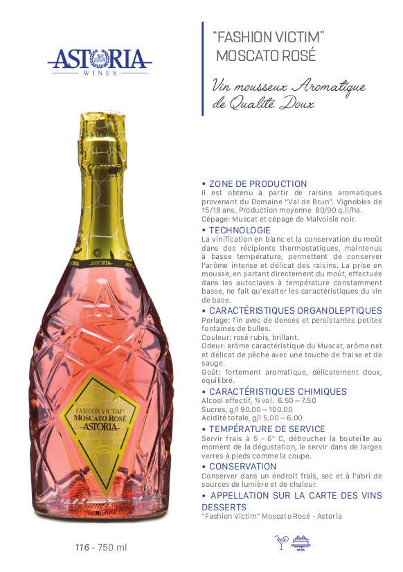 Metina SAS - Wholesale Champagne/Sparkling Wine - Fashion Victim Moscato Rosè Sweet Astoria Sparkling Wine 75 cl.5
