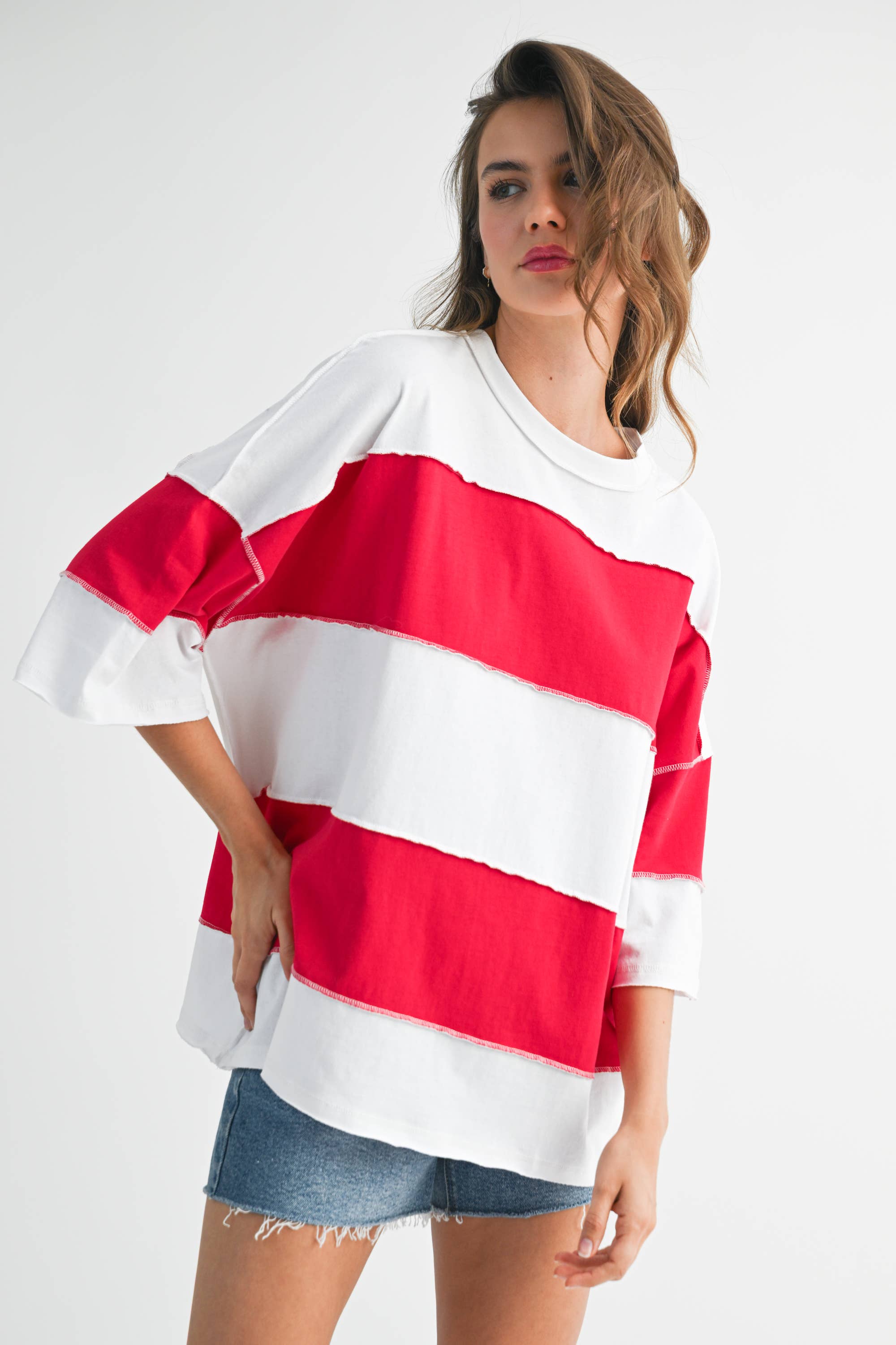 AEMI + CO - Wholesale Knit Top - Women's - 8417FN Polly Color Block Top36