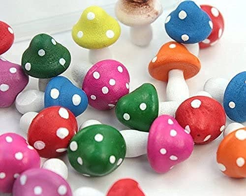 red Meyer Imports - Wood Mushrooms Hand Crafted - 3/4" - 6 Piece for wholesale on Faire6