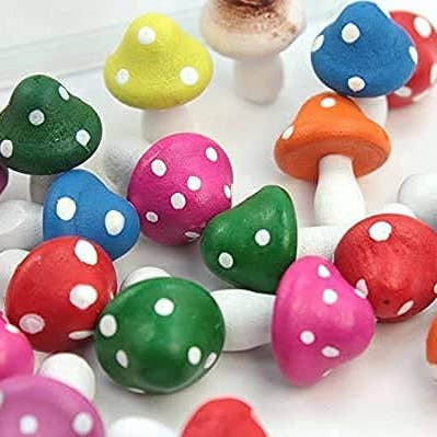 red Meyer Imports - Wood Mushrooms Hand Crafted - 3/4" - 6 Piece for wholesale on Faire6