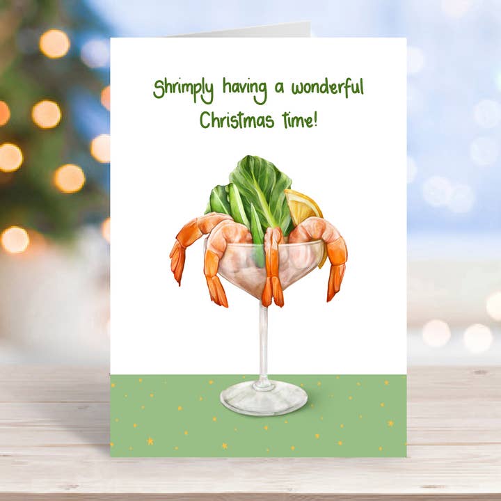 Einfach Lustige Essensthema Moderne Weihnachtskarte für den Großhandel von Katie Tinkler illustration