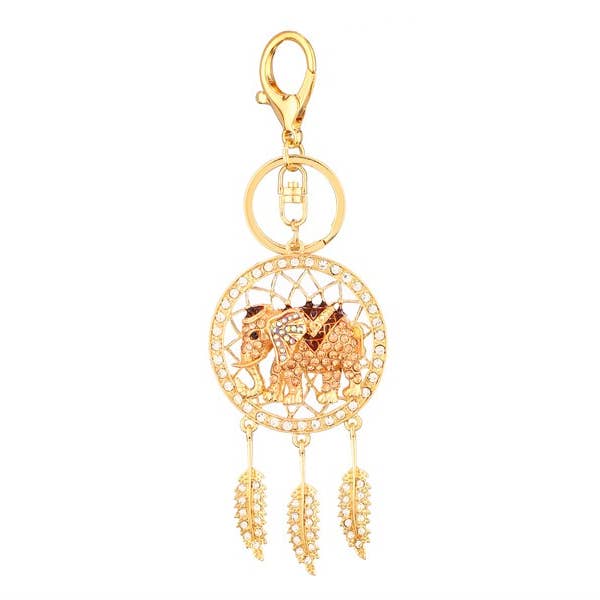 Nima Accessories Inc - Wholesale Keychain – Women's - Ladies Rhinestone Elephant Dream Catcher Keychain