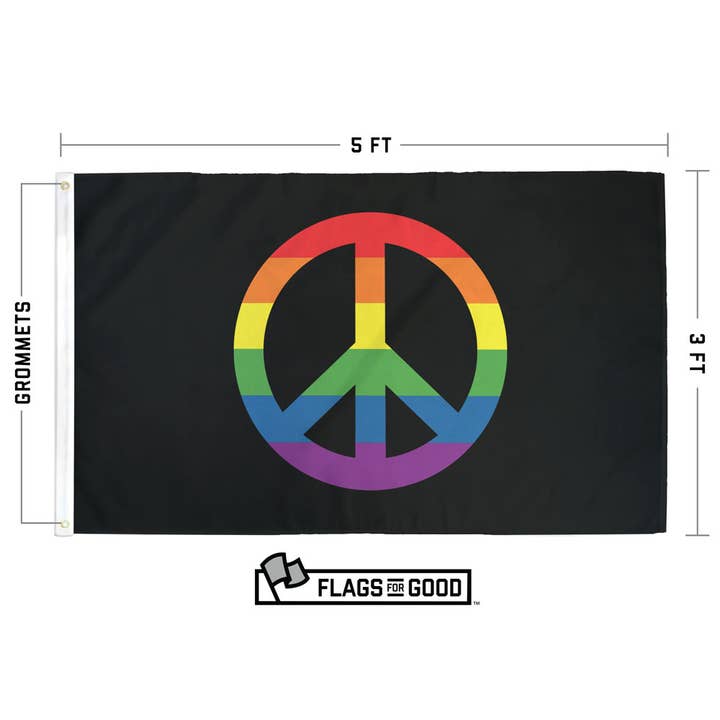 Flags For Good - Wholesale Flag - Rainbow Peace Sign Flag