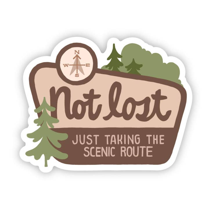 "Not Lost, Just Taking The Scenic Route" Sticker for wholesale by Big Moods