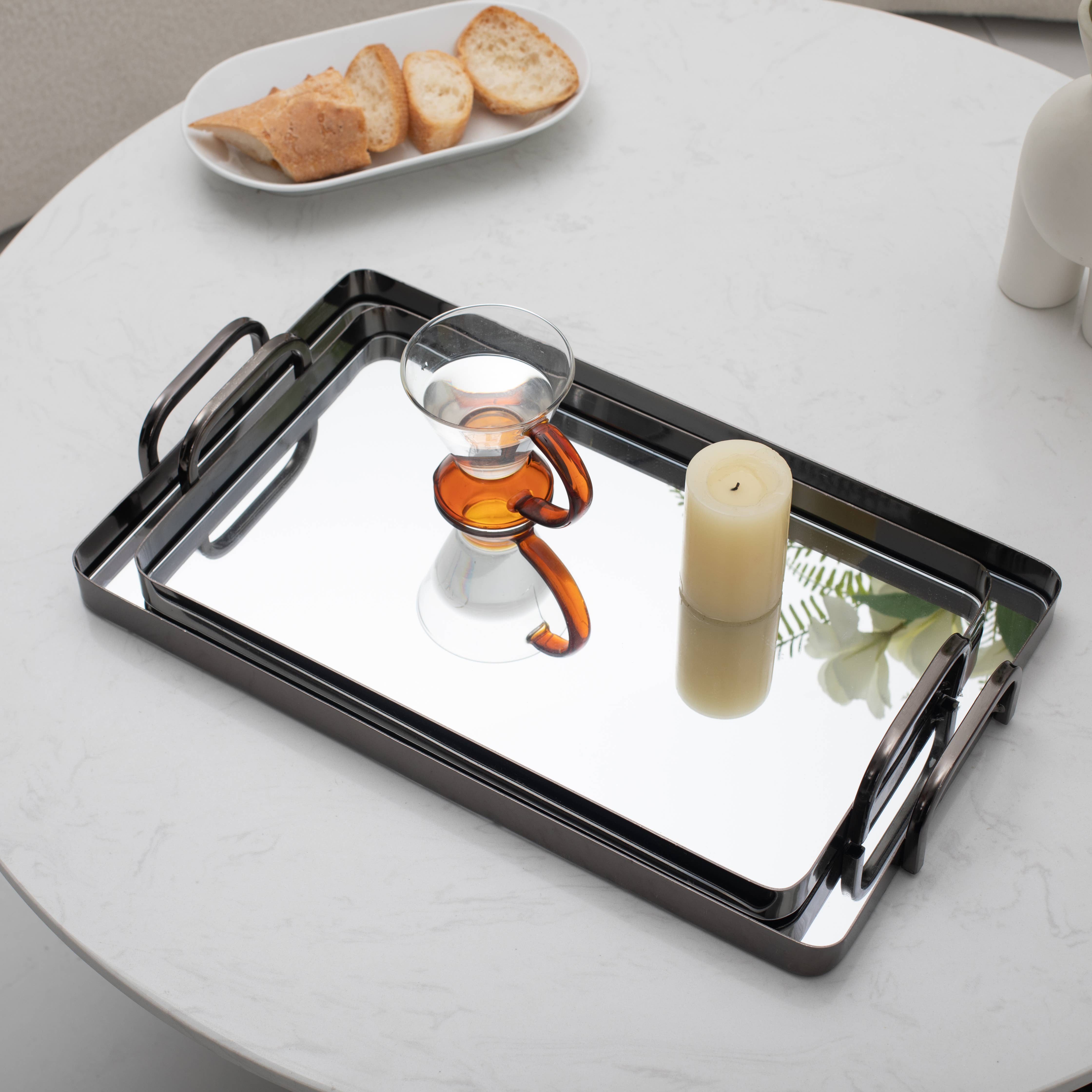 Cheungs Home Decor - Wholesale Decorative Tray - Nuvelle Set of 2 Metal Mirrored Trays26