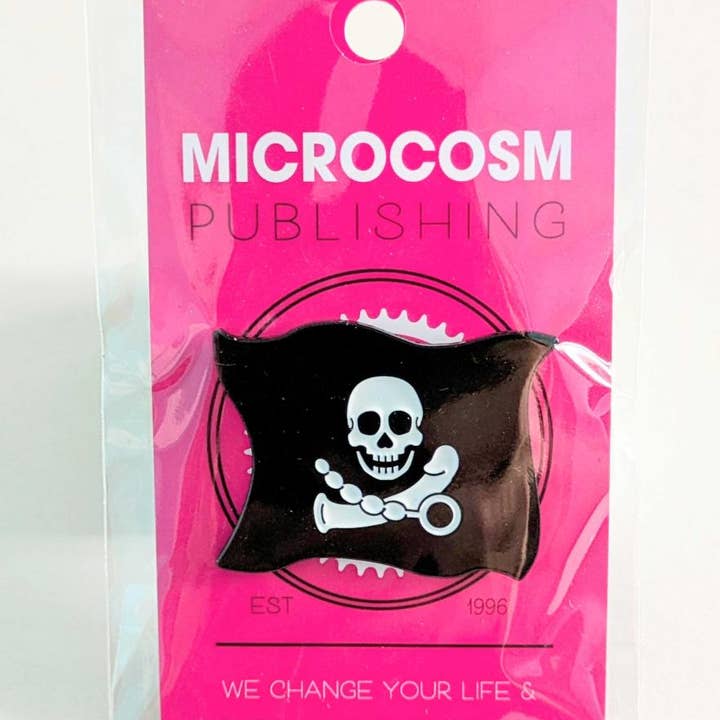 Pirate's Booty Enamel Pin for wholesale by Microcosm Publishing & Distribution