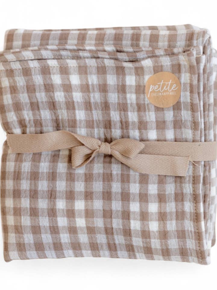 Baby Swaddle / Taupe checkers for wholesale by PETITE EvelinaApparel