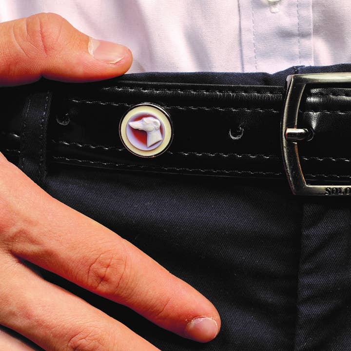 Greyhound Agate Cameo Belt Pin for wholesale by Jewels' Joy