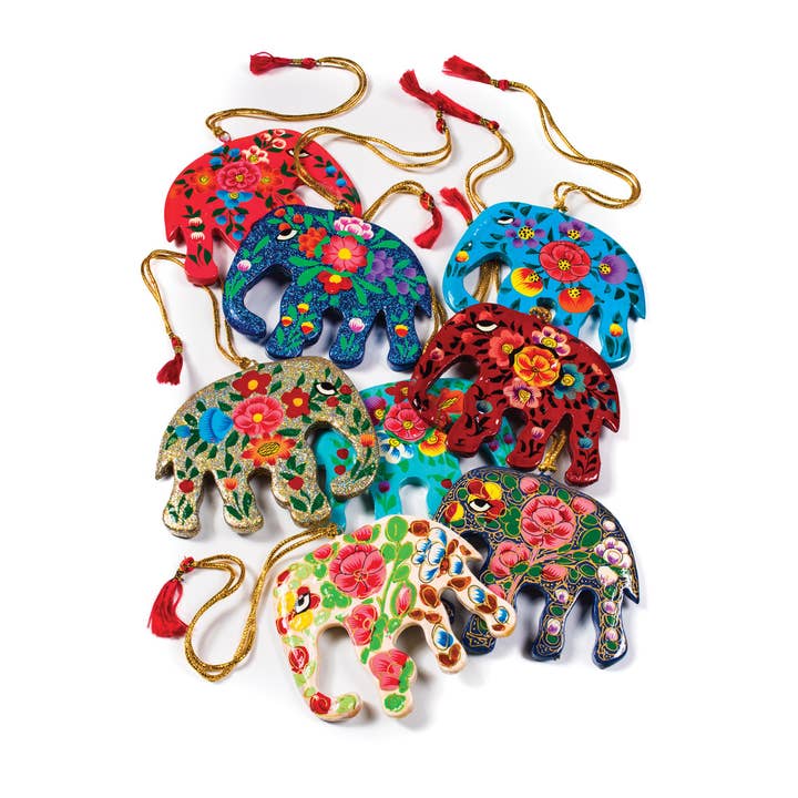Namaste - Wholesale Ornament - Hand Painted Papier Mache Elephant