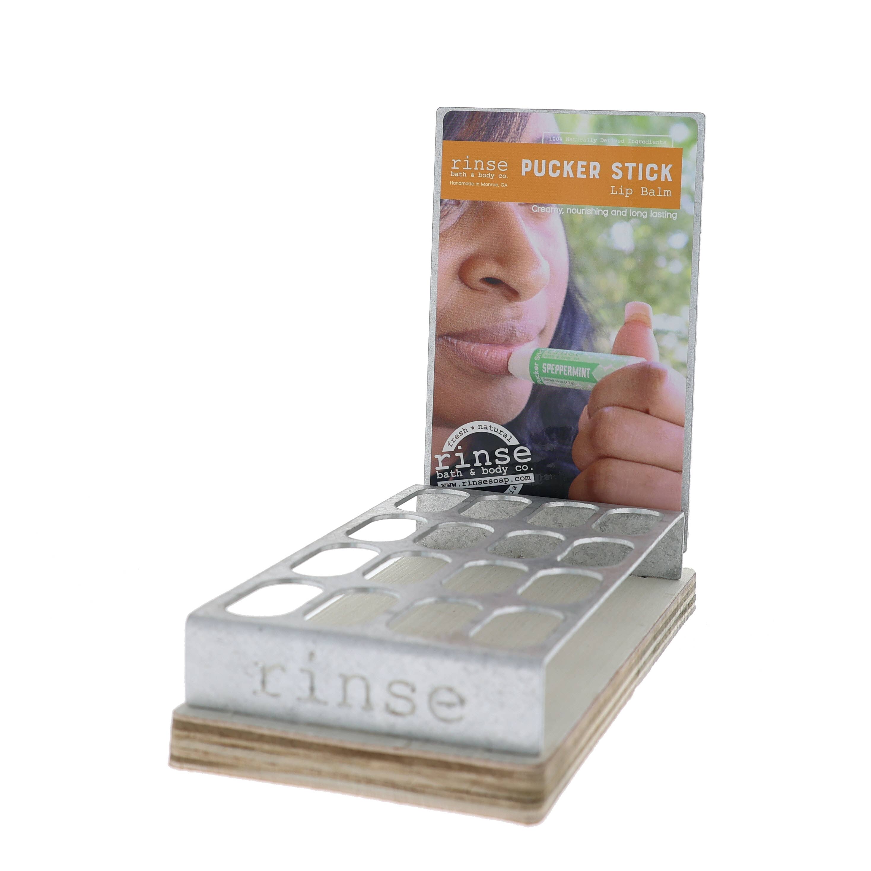 Rinse Bath Body Inc - Wholesale Lip Balm - Pucker Stick Display - 4 Lip Balms Flavor