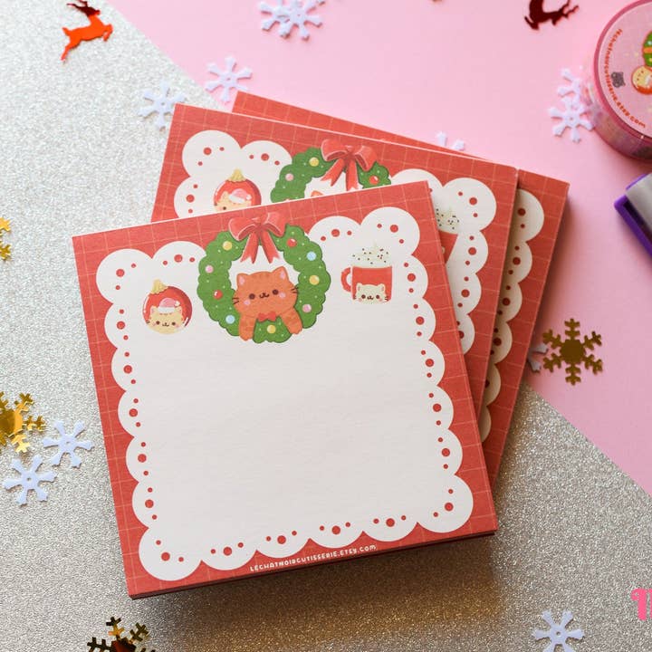 Xmas Cats Memo Pad for wholesale by Nekojima Studios