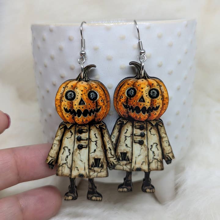 Iamsonotcool - Wholesale Dangle Earrings - Double Sided Halloween Earrings Pumpkin Head Doll0