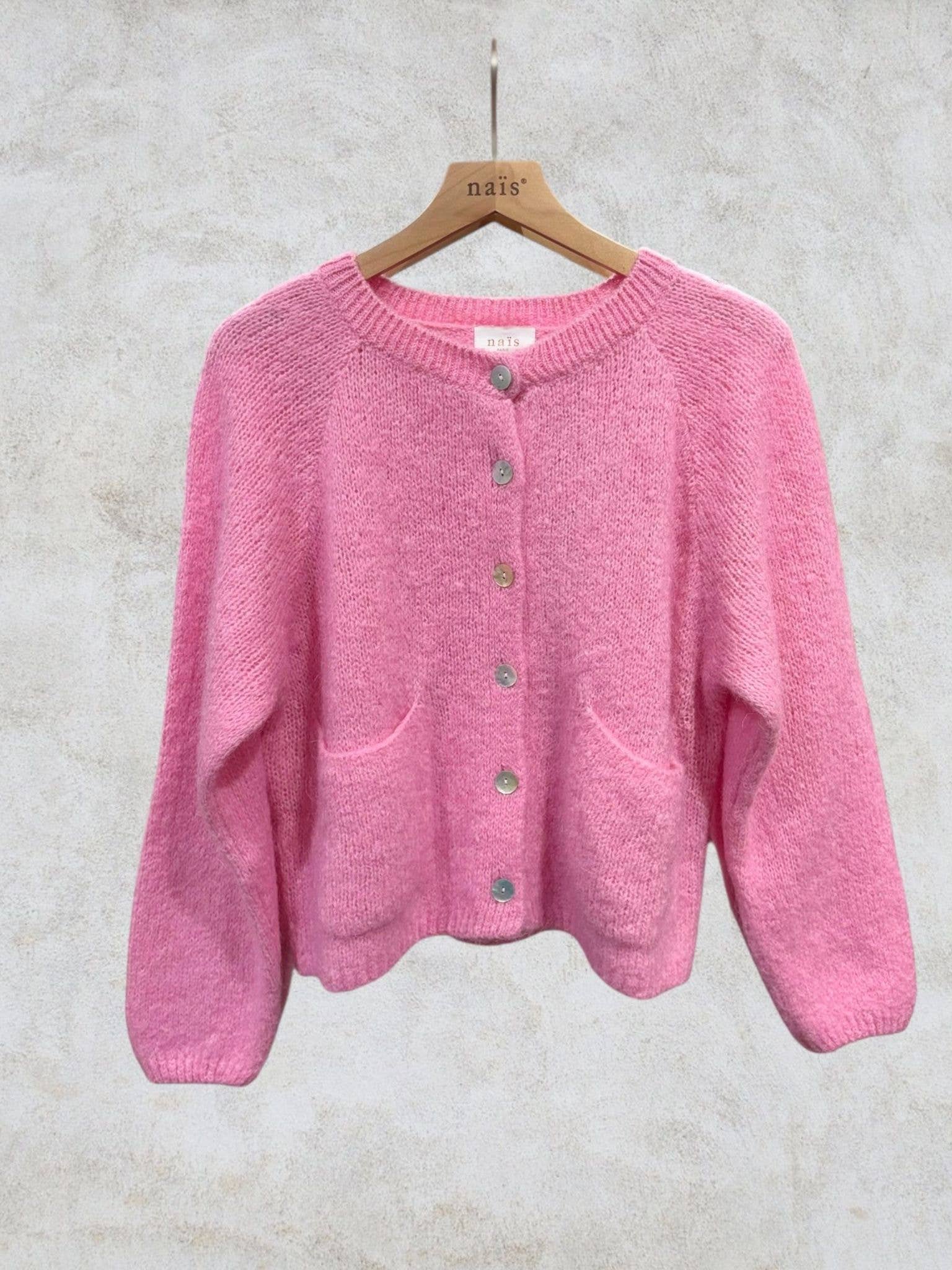 NAÏS PARIS – Cardigan - Mulher por atacado – Cardigan de gola redonda com mangas longas em kid mohair e lã24