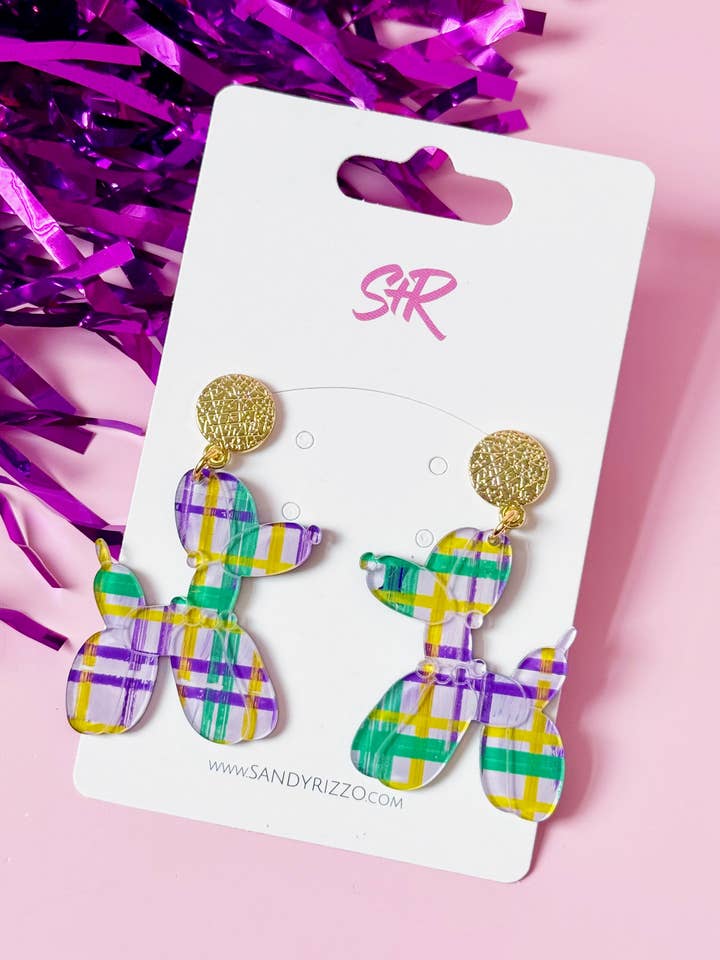 Chien Ballon en Art de Mardi Gras à Carreaux pour la vente par Sandy + Rizzo